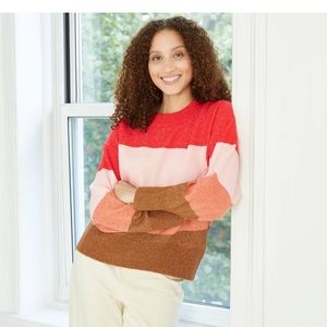 NWOT A New Day Color Block Slouchy Crew Pullover